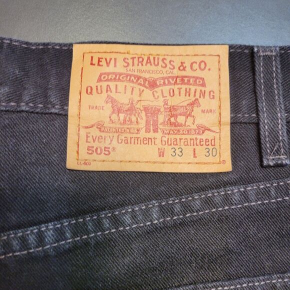 Levis 505 Jeans Mens 33x30 Black Denim LOOKS NEW Regular Fit Straight Leg 2001 - Picture 9 of 9
